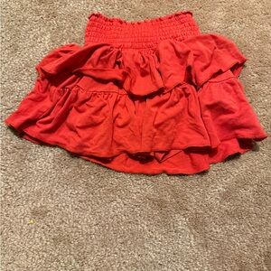 Vibrant Red Ruffled Kids Skort